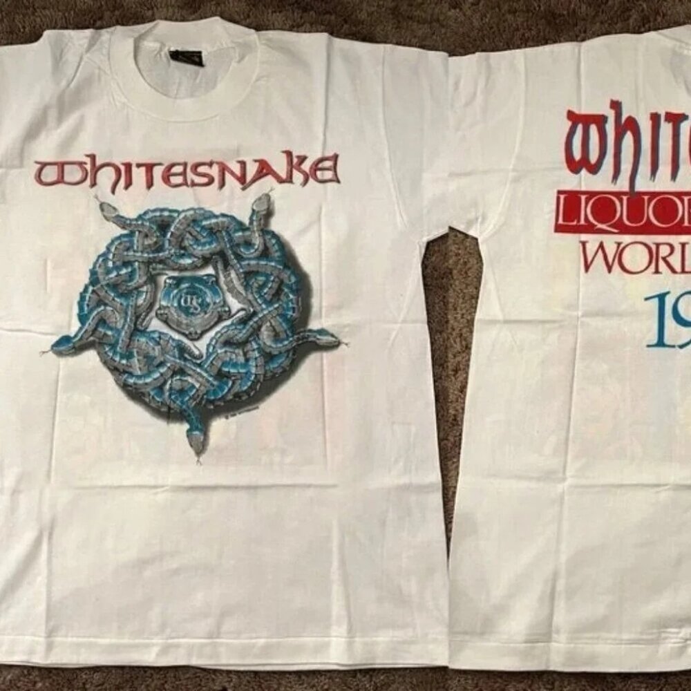 Whitesnake Liquor  Poker 1990 World Tour T-Shirt Whitesnake Tour 1990 T-Shirt 98